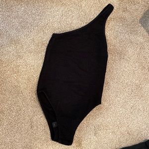 Black one shoulder body suit, Top Shop